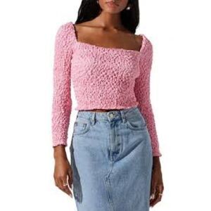 ASTR the Label Smocked Square Neck Crop Top | Size XS‎